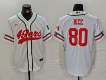 Men's San Francisco 49ers #80 Jerry Rice White Stitched Baseball Jersey