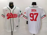 Men's San Francisco 49ers #97 Nick Bosa White Stitched Baseball Jersey