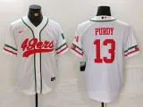 Men's San Francisco 49ers #13 Brock Purdy White Stitched Baseball Jersey
