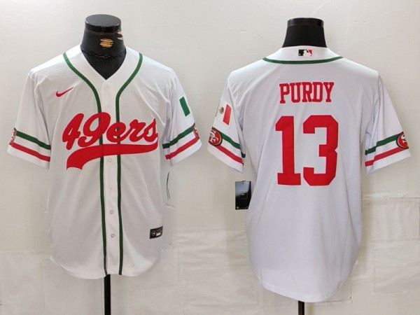 Men's San Francisco 49ers #13 Brock Purdy White Stitched Baseball Jersey