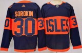 Men's New York Islanders #30 Ilya Sorokin Navy 2024 With Stadium Series Patch Stitched