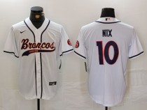 Men's Denver Broncos #1 Bo Nix White 2024 Baseball Stitched Football Jersey