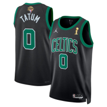 Men's Boston Celtics #0 Jayson Tatum Black 2024 Finals Champions Statement Edition Jersey