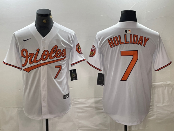 Men's Baltimore Orioles#7 Holliday White Nike Game Jersey