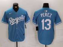 MLB Kansas City Royals #13 Perez Light Blue Game Nike Jersey