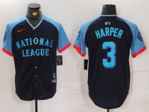 Men's Philadelphia Phillies #3 Bryce Harper Navy 2024 All-Star Stitched Jersey