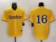 Men's Boston Red Sox #16 Jarren Duran Gold City Connect Stitched Jersey