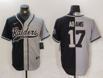 Men's Las Vegas Raiders #17 Davante Adams Split Black/Grey Baseball Stitched Jersey