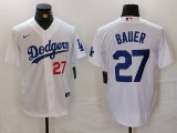 Men's Los Angeles Dodgers #27 Bauer White Game Nike Jersey