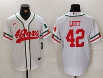 Men's San Francisco 49ers #42 Lott White Stitched Baseball Jersey