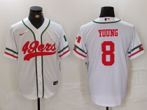 Men's San Francisco 49ers #8 Young White Stitched Baseball Jersey