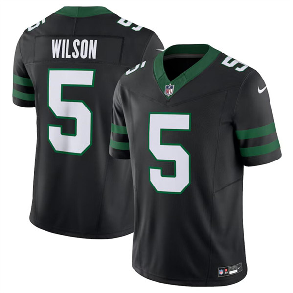 Men's New York Jets #5 Garrett Wilson Black 2024 F.U.S.E. Vapor Limited Jersey