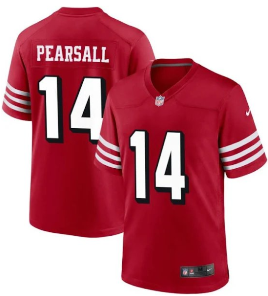 Men's San Francisco 49ers #14 Ricky Pearsall Red 2024 Draft Color Rush Limited Jersey