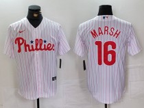 MLB Philadelphia Phillies #16 Marsh White Home Stitched Jersey