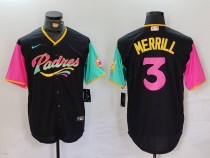 MLB San Diego Padres #3 Merrill Black Cool Base Stitched Baseball Jersey