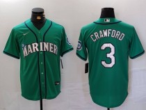 Men's Seattle Mariners #3 Crawford Aqua Game Stitched Jersey