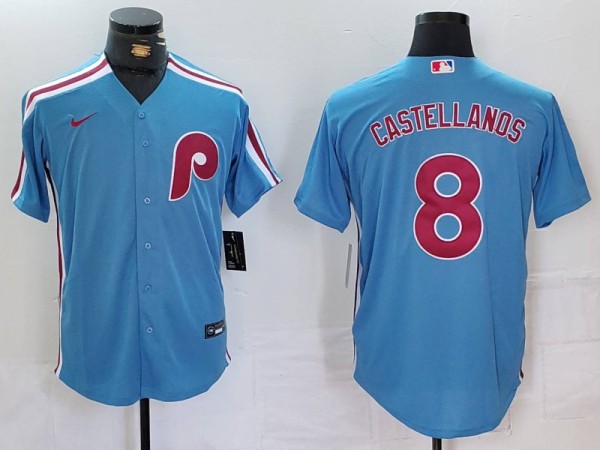 Men's Philadelphia Phillies #8 Nick Castellanos Blue Game Nike Jersey