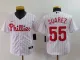 Youth MLB Philadelphia Phillies #55 Suarez White Home Stitched Jersey