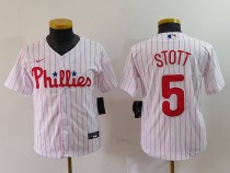 Youth MLB Philadelphia Phillies #5 Stott White Home Stitched Jersey