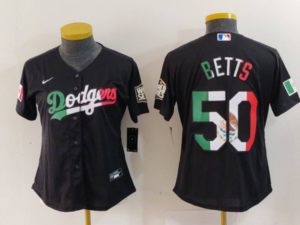 Youth Los Angeles Dodgers #50 Mookie Betts Black Mexico Cool Base Stitched Jersey