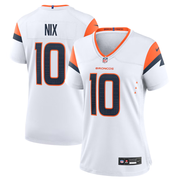 Women Denver Broncos #1 Bo Nix White 2024 F.U.S.E. Vapor Limited Stitched Football Jersey