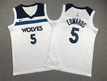 NBA Minnesota Timberwolves #5 Anthony Edwards White Youth Jersey