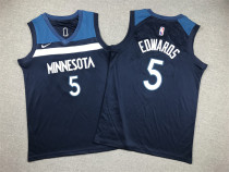 NBA Minnesota Timberwolves #5 Anthony Edwards Navy Youth Jersey