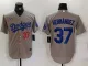 Men's Los Angeles Dodgers #37 Teoscar Hernández Grey Game Jersey