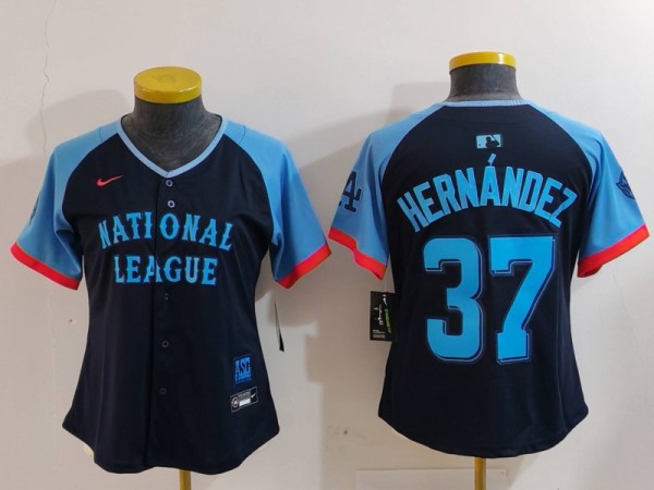 Women Los Angeles Dodgers #37 Teoscar Hernández 2024 All-Star Stitched Jersey