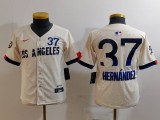 Youth Los Angeles Dodgers #37 Teoscar Hernández Cream 2024 City Connect Limited Jersey