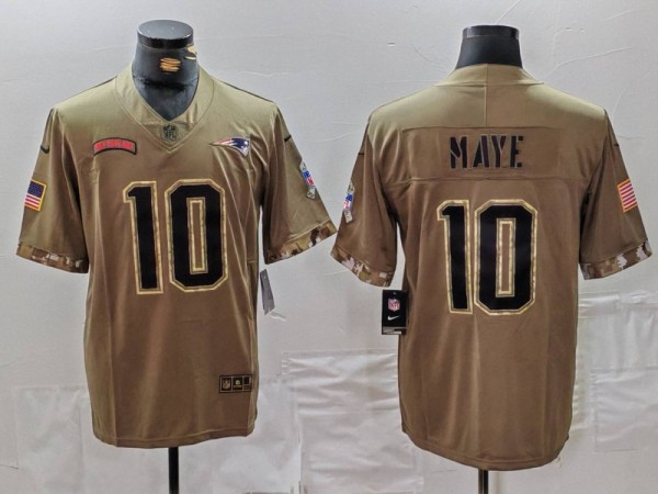 Men's New England Patriots #10 Mac Jones Olive Salute To Service Limited Jersey