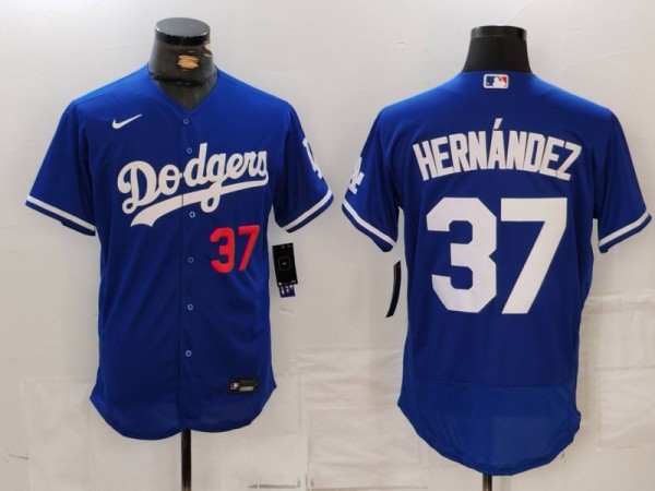 Men's Los Angeles Dodgers #37 Teoscar Hernández Blue Elite Jersey