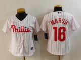 Women MLB Philadelphia Phillies #16 Marsh White Home Stitched Jersey