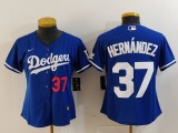 Women Los Angeles Dodgers #37 Teoscar Hernández Blue Game Jersey