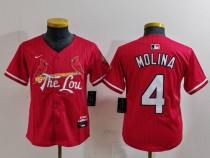 Youth St. Louis Cardinals #4 Yadier Molina Red 2024 City Connect Limited Stitched Jersey