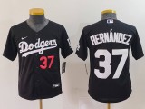 Youth Los Angeles Dodgers #37 Teoscar Hernández Black Game Jersey