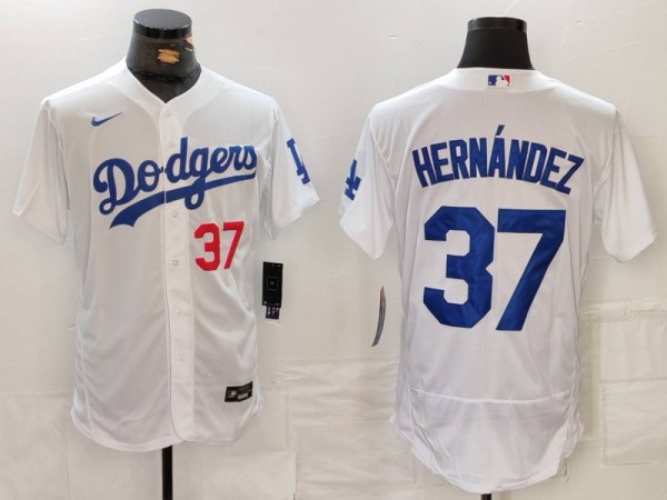 Men's Los Angeles Dodgers #37 Teoscar Hernández White Elite Jersey