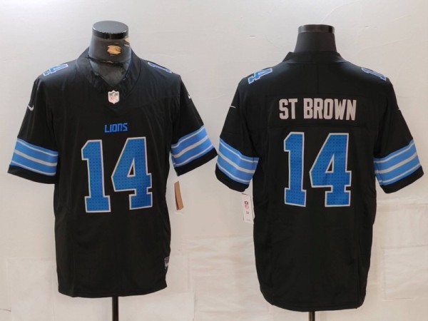 Men's Detroit Lions #14 Amon-Ra St. Brown Black 2024 F.U.S.E. 2nd Alternate Vapor Limited Jersey