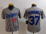 Youth Los Angeles Dodgers #37 Teoscar Hernández Gray Nike Game Jersey