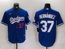 Men's Los Angeles Dodgers #37 Teoscar Hernández Blue Game Jersey