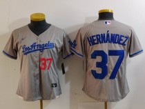 Women Los Angeles Dodgers #37 Teoscar Hernández Grey Game Jersey