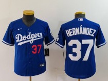 Youth Los Angeles Dodgers #37 Teoscar Hernández Blue Game Jersey