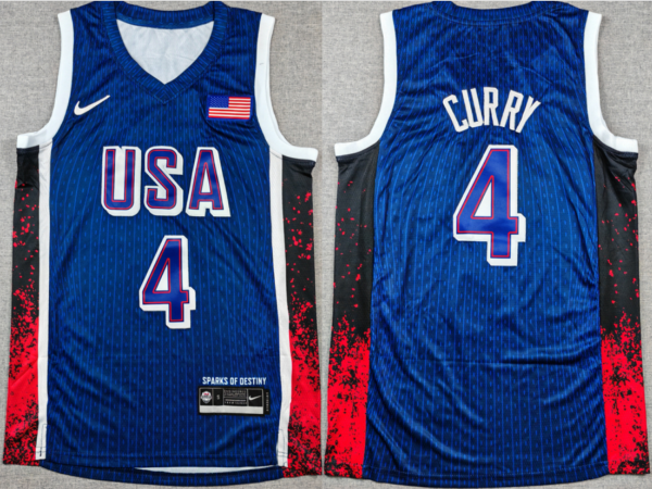 Men’s National Team #4 Steph Curry 2024 USA Dream Team Olympics Jersey