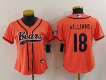 Women Chicago Bears #18 Caleb Williams Orange 2024 Draft Baseball Jersey