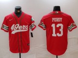 Men's San Francisco 49ers #13 Brock Purdy Red Stitched Baseball Jersey