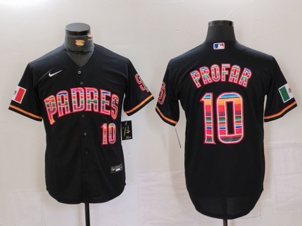 Men's San Diego Padres #10 Jurickson Profar Black Mexico Baseball Jersey