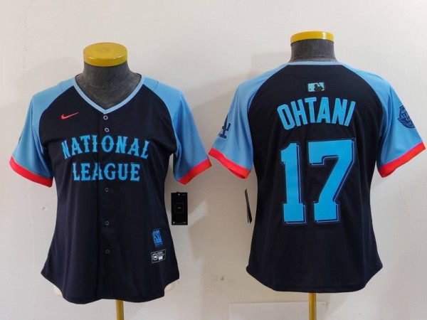 Women Los Angeles Dodgers #17 Shohei Ohtani Navy 2024 All-Star Stitched Jersey