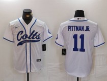 Men's Indianapolis Colts #11 Michael Pittman Jr. White Stitched Baseball Jersey