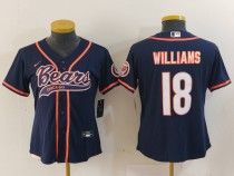 Women Chicago Bears #18 Caleb Williams Navy 2024 Draft Baseball Jersey