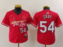 Youth St. Louis Cardinals #54 Gray Red 2024 City Connect Stitched Baseball Jersey